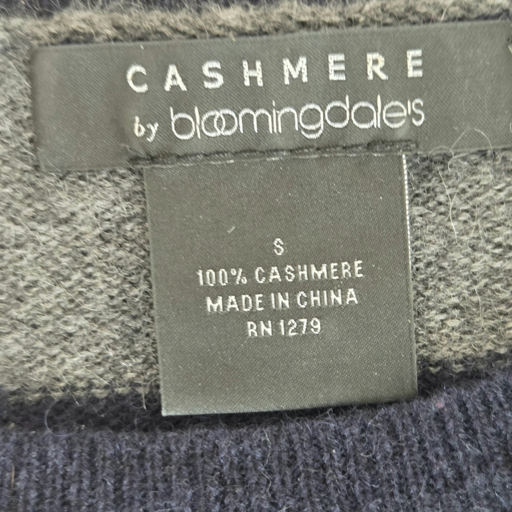 Bloomingdale's Womans Navy and Gray Striped Crewneck Sweater Size Small - Picture 3 of 4